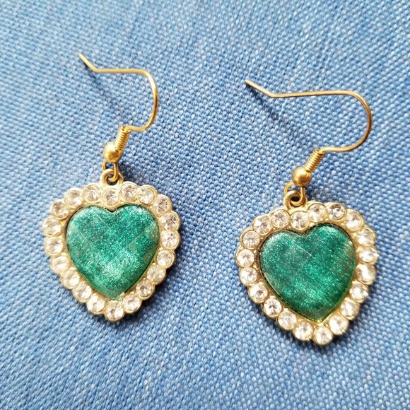 💚✨Betsey Johnson Green Hearts Double-Chain Necklace & Earrings - EPC✨💚 - Picture 12 of 16